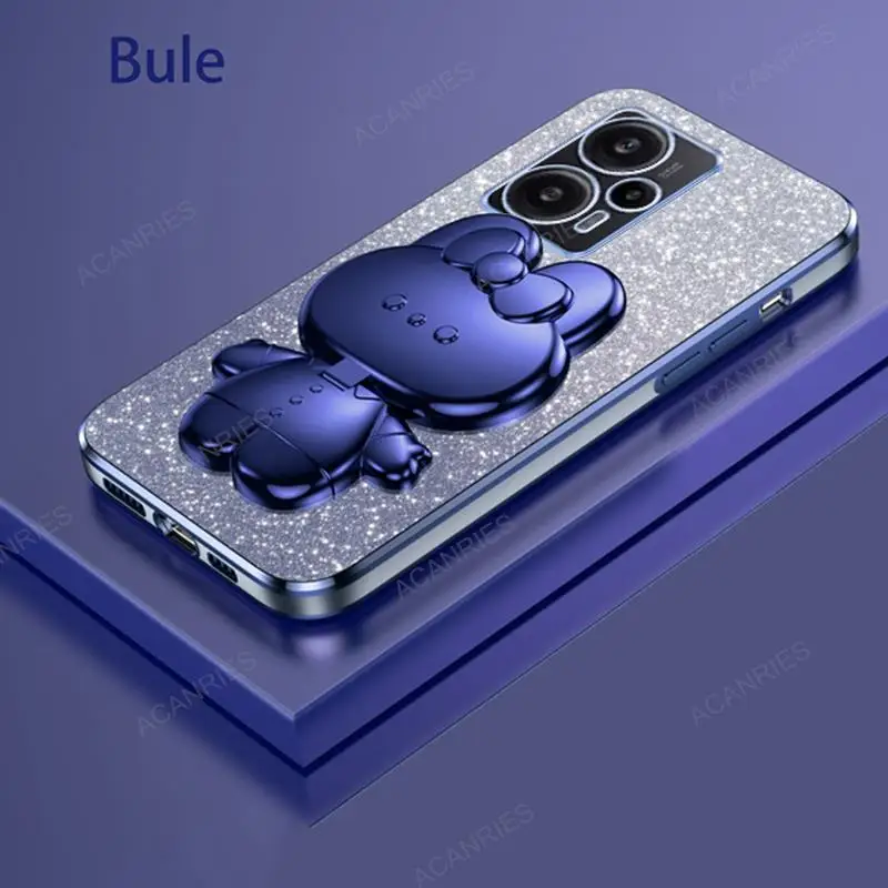 Invisible Makeup Mirror Rabbit Stand Plating Soft Phone Case Cover