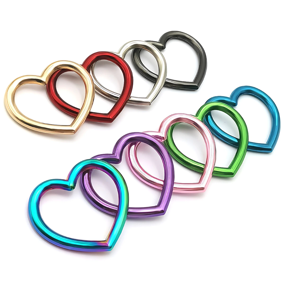 1-3Pcs Metall Tasche Schnalle Bunte Herzförmige O Ring Kreisförmige Ringe Gürtel Stecker Runde Schnallen DIY hardware Zubehör – Detail 1