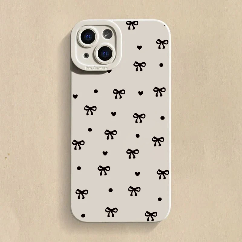 Elegant Black Bow Shockproof Silicone Phone Case – Soft and Durable Cover