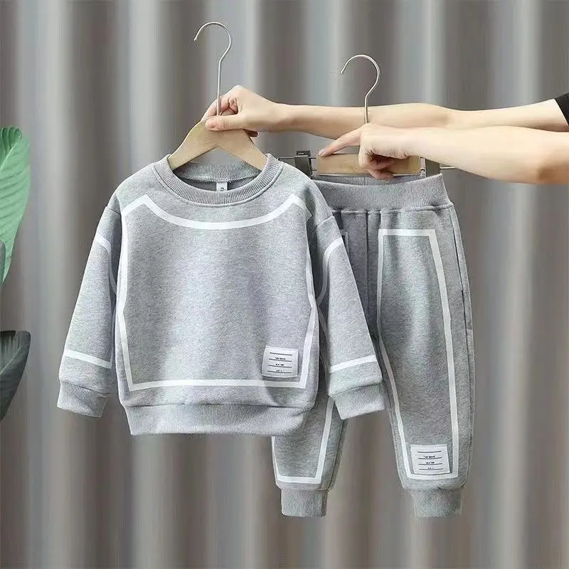 

2023 New Baby Boys and girls Korean Style Spring Fashionable Suits 2-8 Years Children Leisure Trend Oversize 2pcs Set Girls Clot