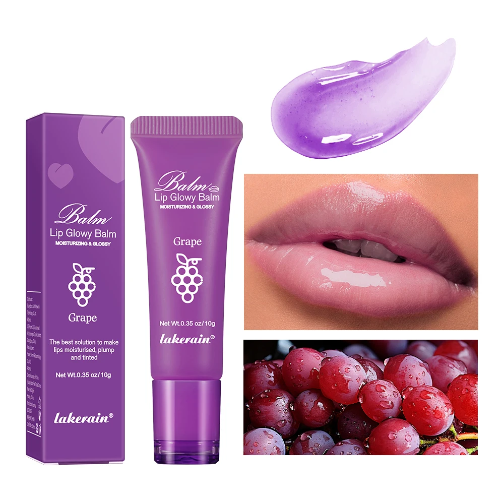 10g Moisturizing Lip Glow Blam Liquid Lip Gel Mask Reduce Lip Line Remove Dead Skin Peach Grape Lip Gloss Lips Care Product 5