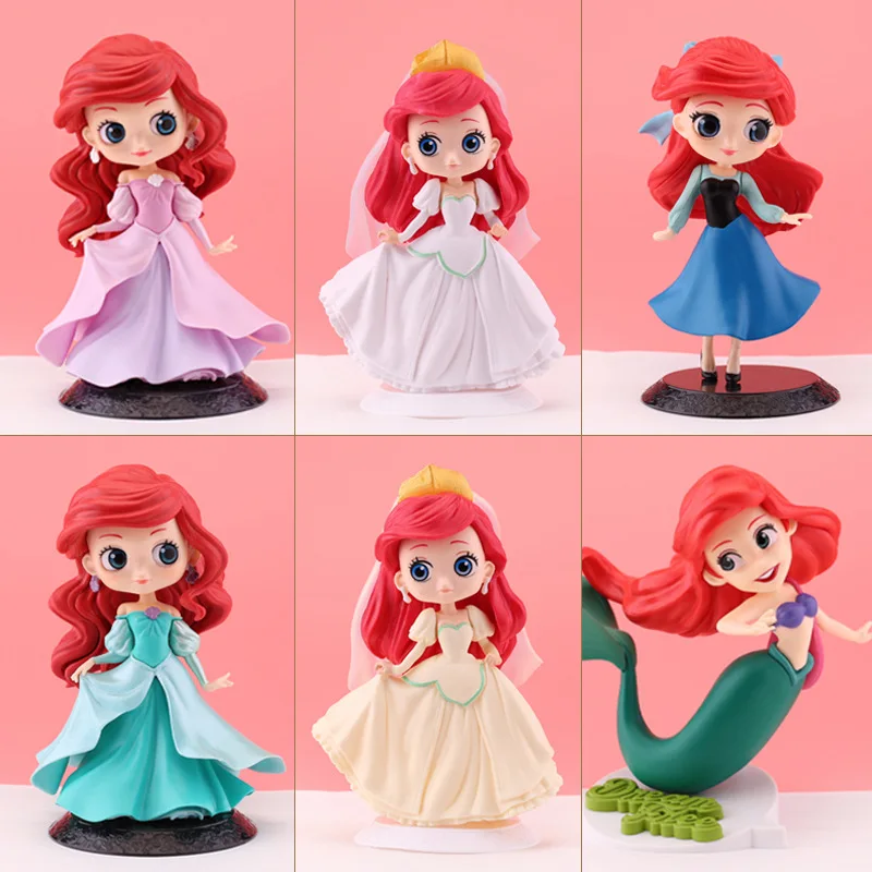 15Cm Disney Princess The Little Mermaid Aurora Biancaneve Mulan Jasmine Pvc Action Figure Doll Collection Model Toys