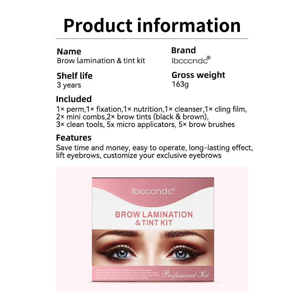 Eyebrow Lamination&Tint Kit Complete Tools Easy Applying Long-lasting DIY Eyebrows Perming& Tinting Kit Brow Lifting Styling Set