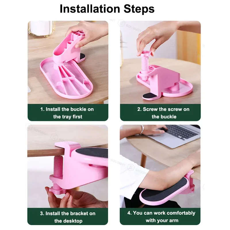 Suporte Giratório para Descanso do Braço do Computador Mão Ergonômica Proteção do Ombro Mouse Pad Extensor Ajustável para Descanso de Pulso do pc Mesa para Escritório - Imagem 6
