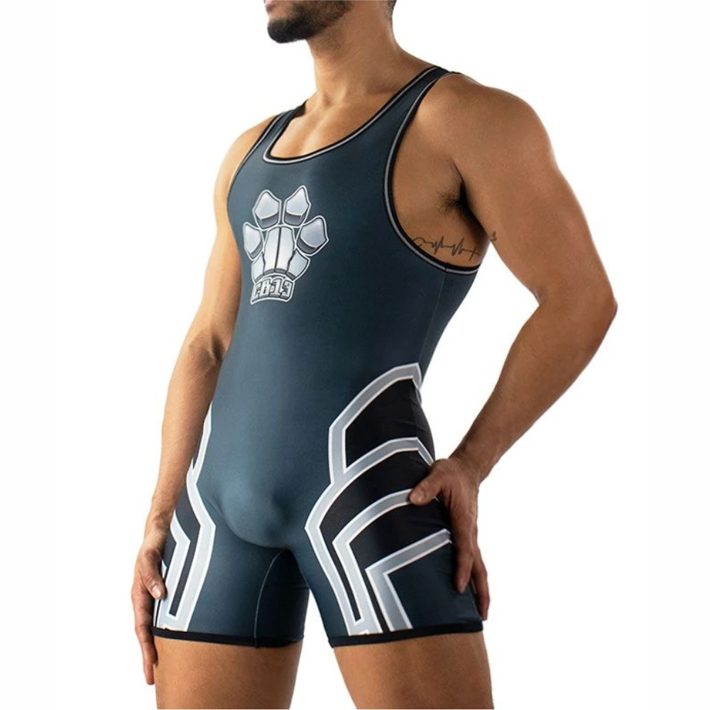 Kennel Club Men s Wrestling Zipper Singlets One Piece Powerlifting 