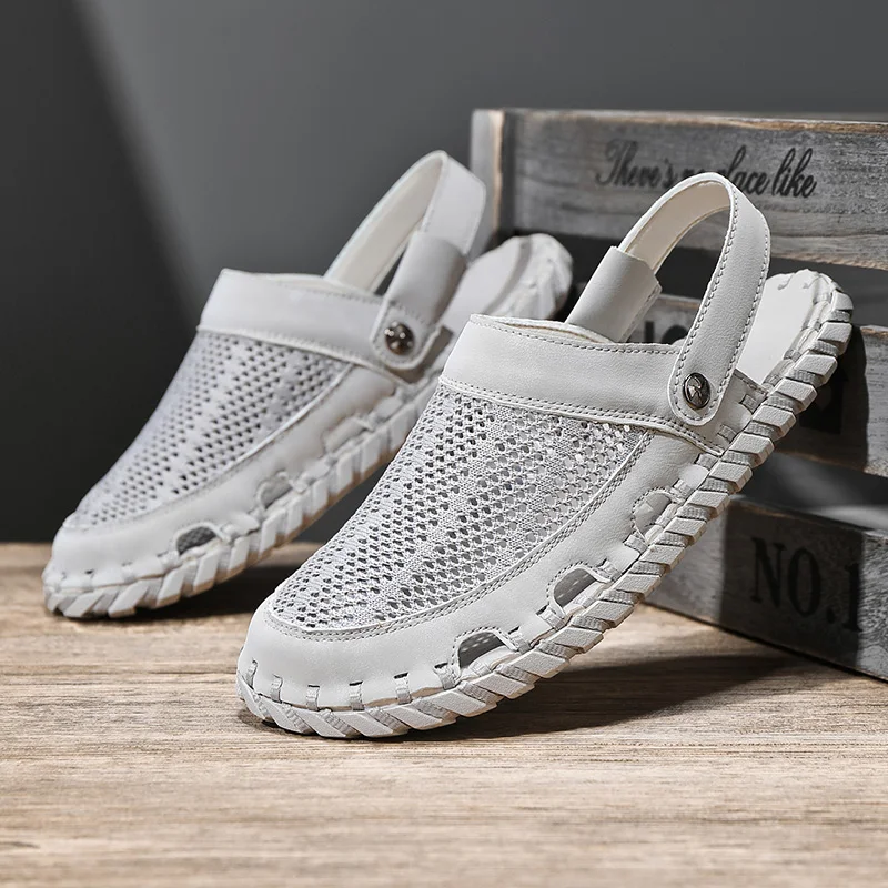 

Summer Men Sandals Genuine Leather Mens Casual Shoes Outdoor Men Leather Sandals for Men Beach Shoes Roman mens Shoes