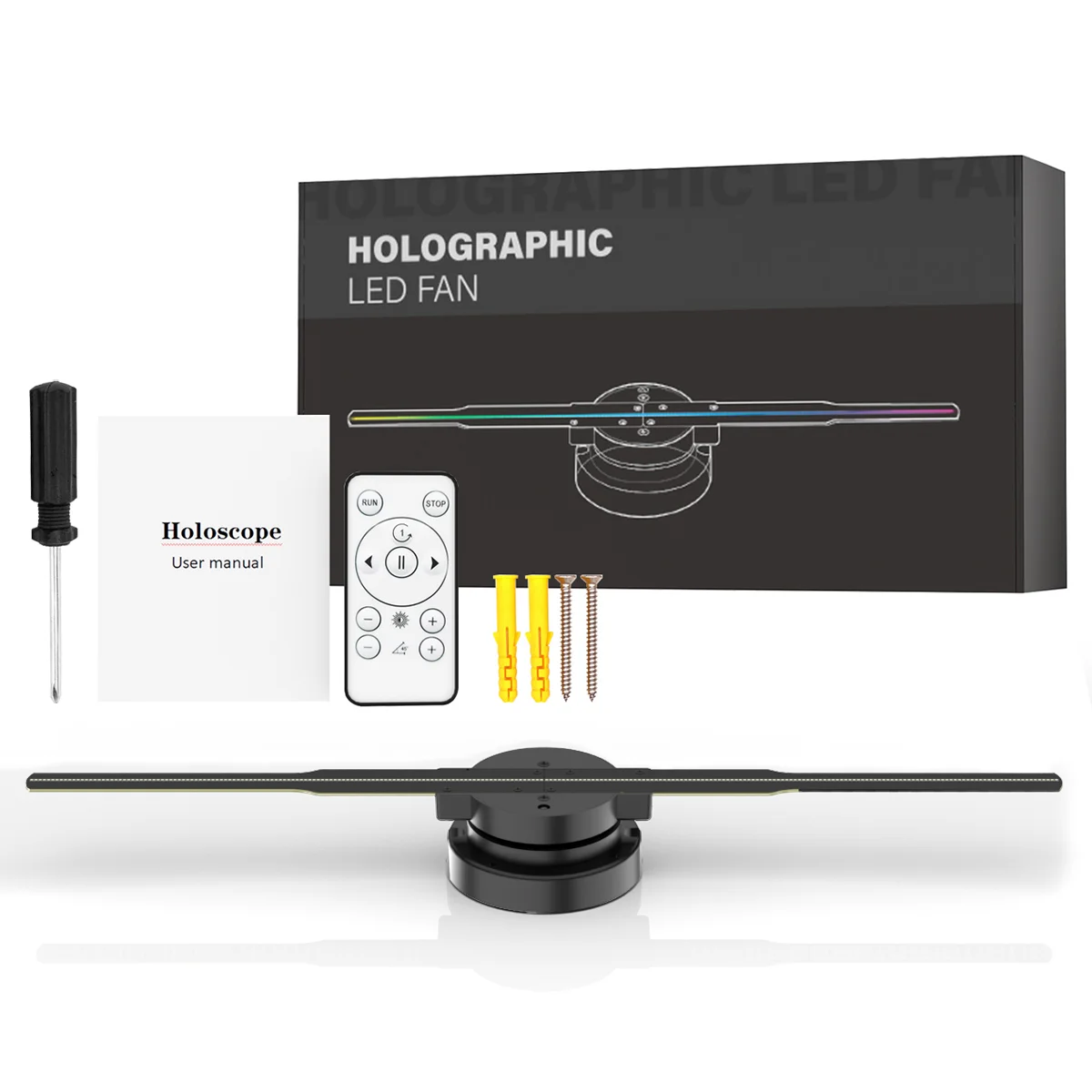 Description Picture 2 of itemDia 42cm 3D Holographic Fan Projector  Advertising Light with 244 LED Beads Support Phone App Remote and PC APP Control