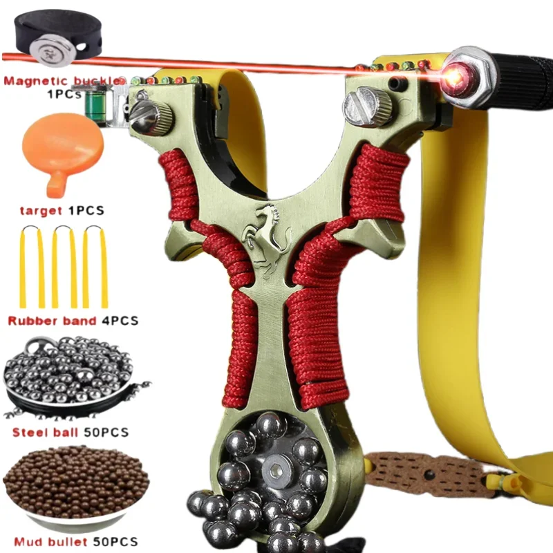 

Рогатка из сплава высокой мощности для занятий спортом на открытом воздухе, охоты и стрельбы, красная лазерная Рогатка из кожи с быстрым выпрямлением