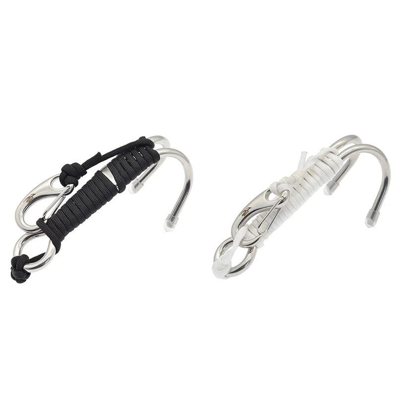 Scuba Diving Double Dual Stainless Steel Reef Drift Hook with Line And Clips for Current Dive Underwater,scuba diving accessories