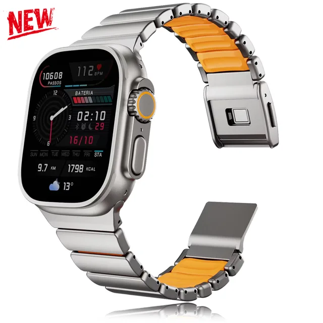 Bracelet magnétique en titane pour Iwatch Ultra 3/2 49mm S11 10 46 45 42 44mm, bracelet en silicone à double couche pour Apple Watch S9 8 7 SE3 1