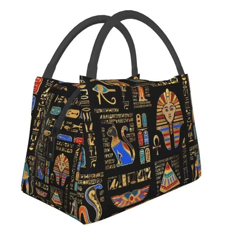 

Egyptian Hieroglyphs And Deities God Insulated Lunch Bags for Women Ancient Egypt Pharaoh Resuable Cooler Thermal Bento Box