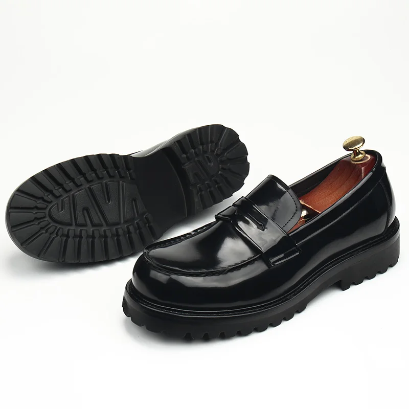 Leather shoes man, round head, formal marriage, thick soles, open beading craft bright, love, hand-made, high-end, style, large