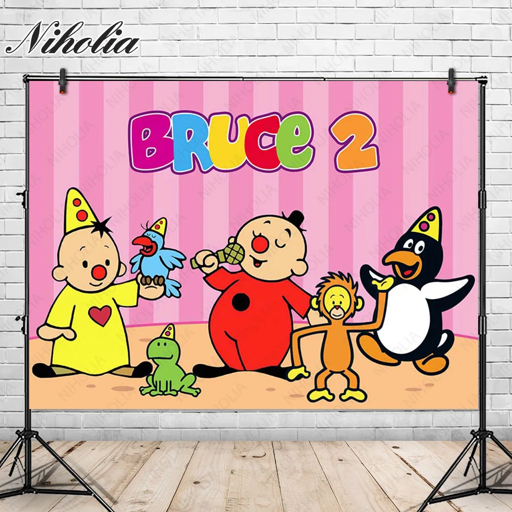 Niholia Bumba Photo Backdrop For Kids Happy Birthday Photography Background Rainbow Clown Decor Banner Props