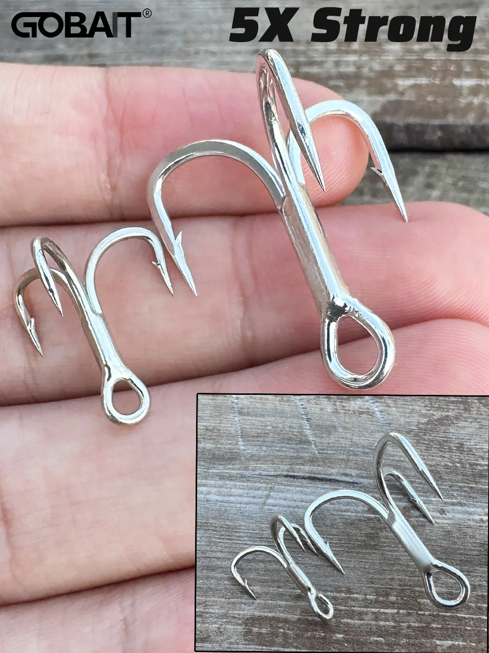 10 Stück 5 x starke Drillinge 8 # -5/0 Winkel Stacheldraht Scharfer Kohlenstoffstahl Nickel Rostschutz Pesca Köder Karpfen Angelgerät Angelhaken – Detail 3