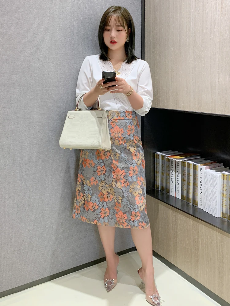 long skirts High quality Skirt only Tall waist splicing gauze fishtail skirt skirt is placed the new early in the spring of 2022 a line skirt