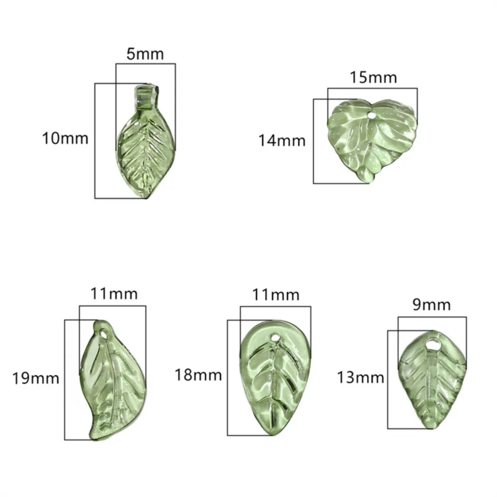 Acrylic Green Leaf Spacer Charms 5