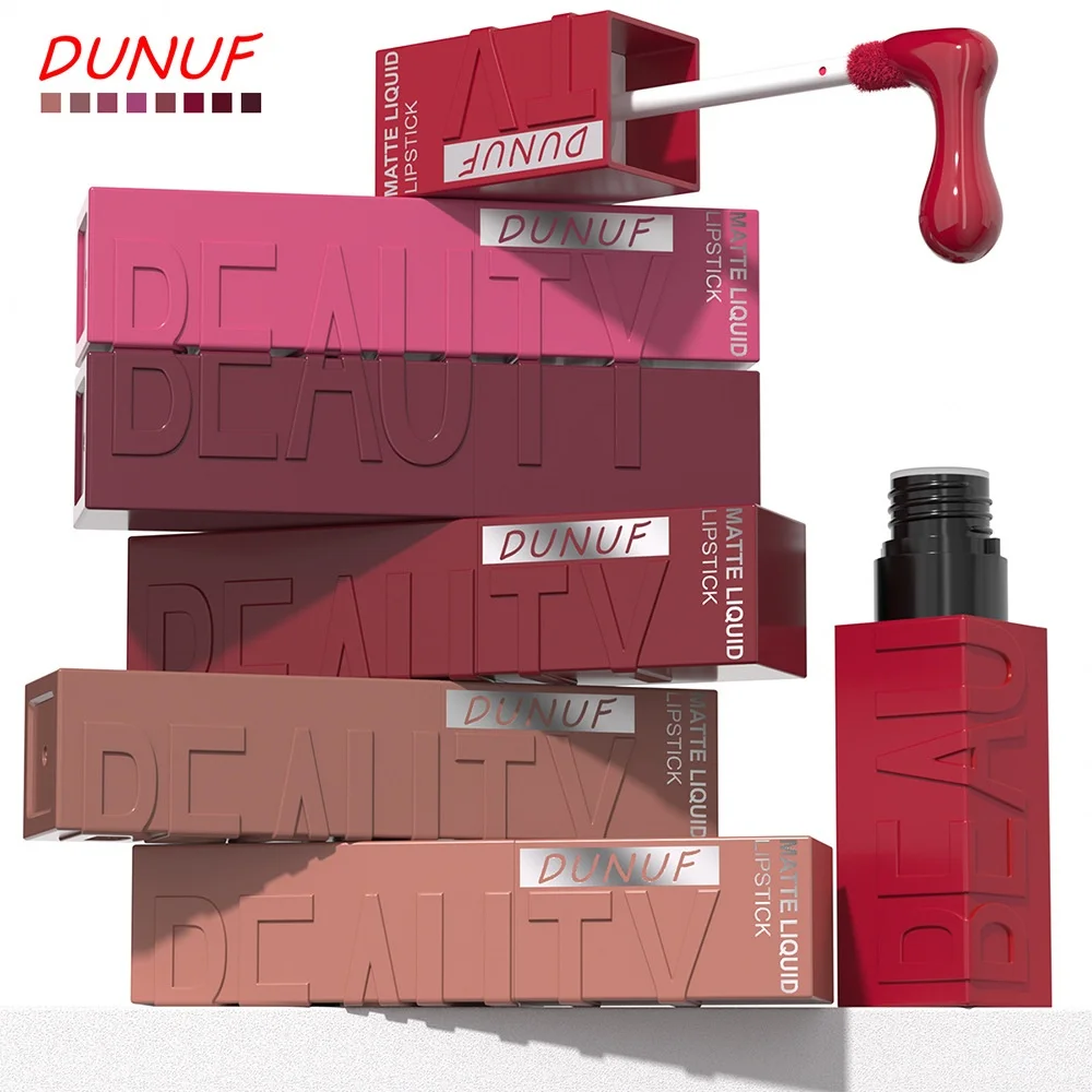DUNUF Red Velvet Lip Lacquer – Seidiger, wasserfester, langanhaltender, deckender und pflegender Lippenstift – Kosmetik für unterwegs mit Box_voghion.com