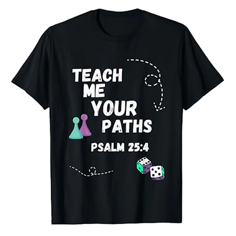 

Teach Me Your Paths VBS T-Shirt Humor Funny Psalm 25:4 Gaming Lover Gamer Graphic Tee Tops Cotton Short Sleeve Blouses Boys Gift