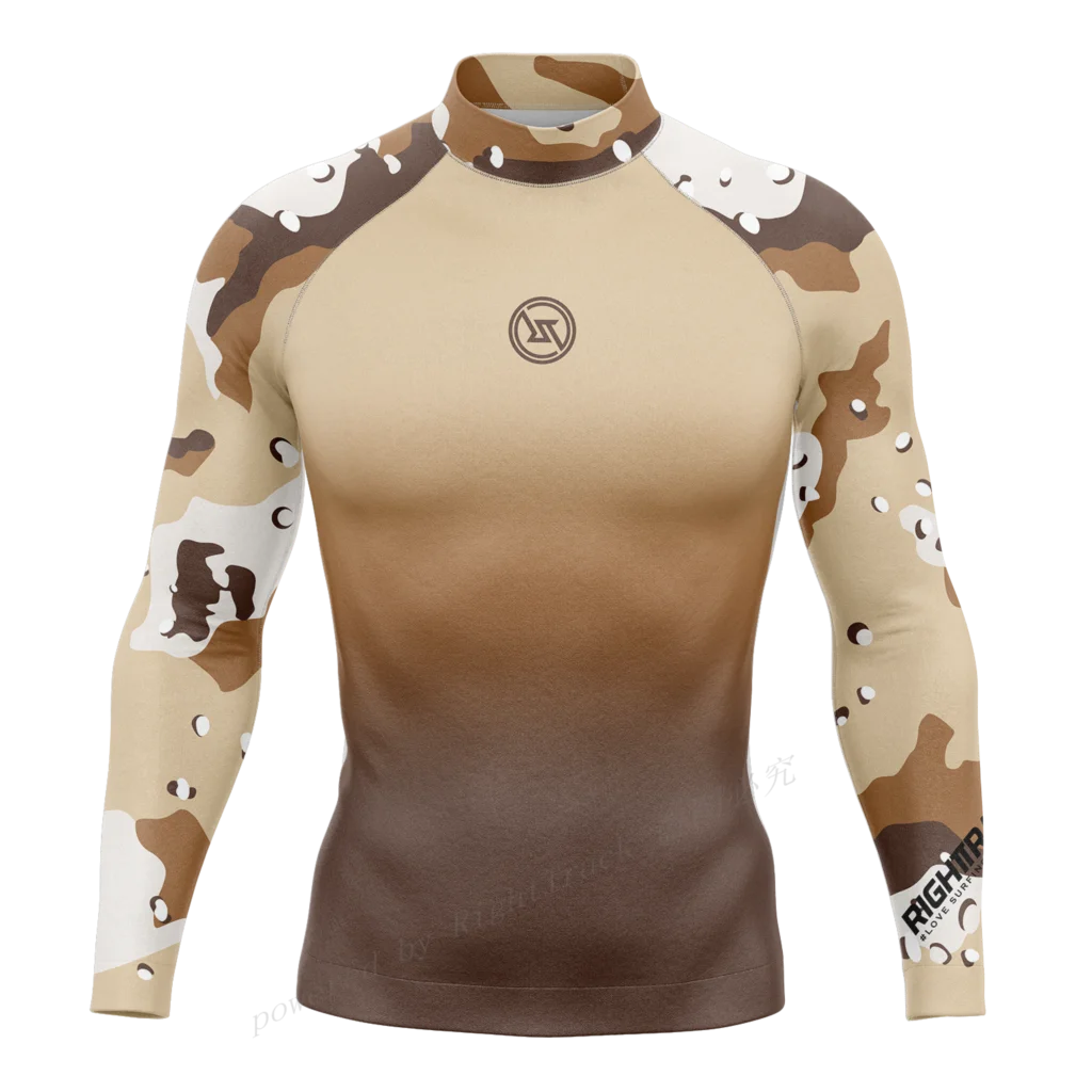 Men's Rashguard Camo Gradient Long Sleeve Surfing Shirts Sunscreen Lycra Fabric Surf Sweatshirt UV Protection RT Swimwear