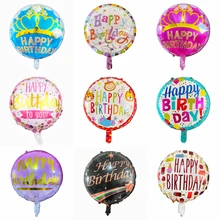 Globos redondos con patrón impreso de feliz cumpleaños, suministros de decoración para fiesta de cumpleaños, papel de aluminio, alfabeto, 18 pulgadas