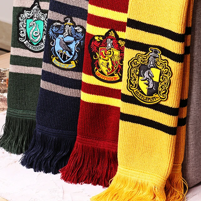 Nuova sciarpa Harryy Potter calda spessa Slytherin Hogwarts College Badge  Ravenclaw Hermione Gryffindor nappa sciarpa accessori