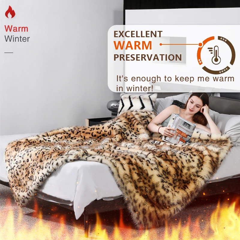 Cow Print Leopard Print Electric Blanket Luxury Soft Leopard Print