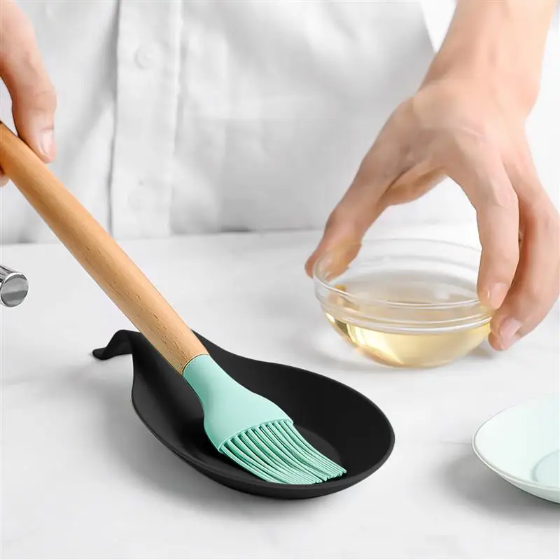 Ladle Holder For Tea Chopsticks Fork Reset Utensil Organizer Stove Black Counter Silicone Kitchen Coffee Dish Bag