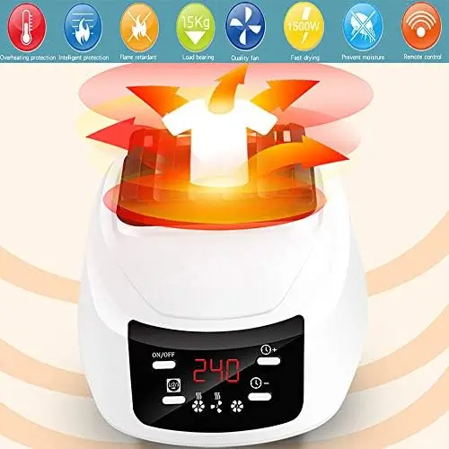 Portable Clothes Dryer 110v-240v Foldable Household Folding-Dry Machine with Remote Control Adjustable Timer Low Noise for Home