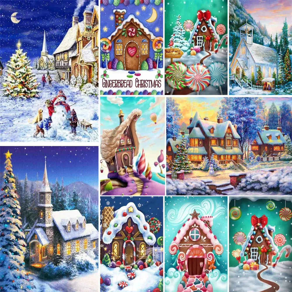 Landschaft Weihnachts haus gedruckt 11ct Kreuz stich Set Stickerei Handarbeit Handwerk handgemachte Handarbeit Nadel Schmuck Magie