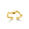 Bagues géométriques en acier inoxydable pour femmes, Texture minimaliste, couleur or, ouverture de Couple, bijoux esthétiques de mariage et de noël