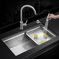 ASRAS Handmade Brushed SUS 304 Stainless Steel Kitchen Sink 4mm Thickness Undermount Installation Single Large Size Kitchen Sink 2