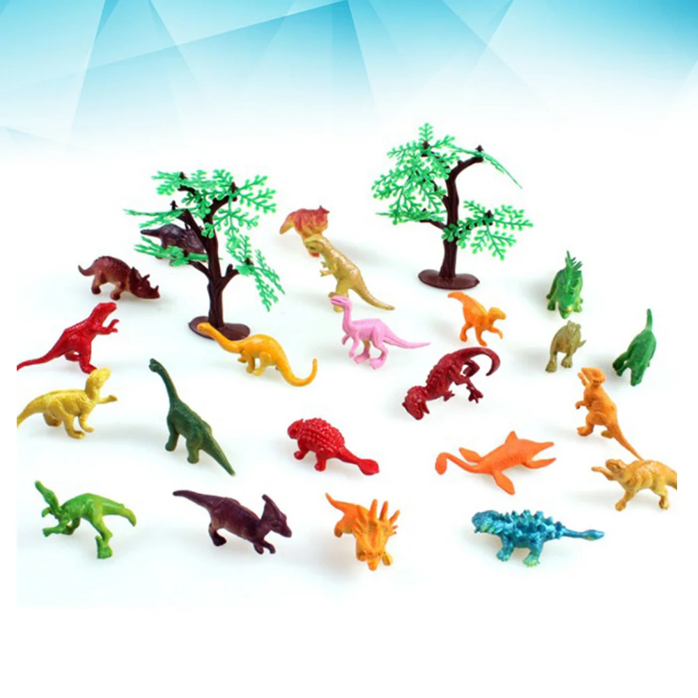 

24 Pcs Mini Dinosaur Toy Set Realistic Toy Dinosaur Figures for Kids and Toddler Educations with Trees (22pcs Dinosaur and 2pcs