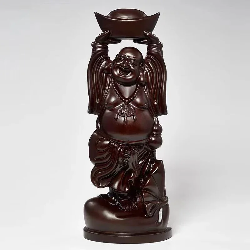 

Эбеновая деревянная скульптура Майтрея, большой живот, тканевая Сумочка для Будды, домашние подарки для открытия из массива дерева