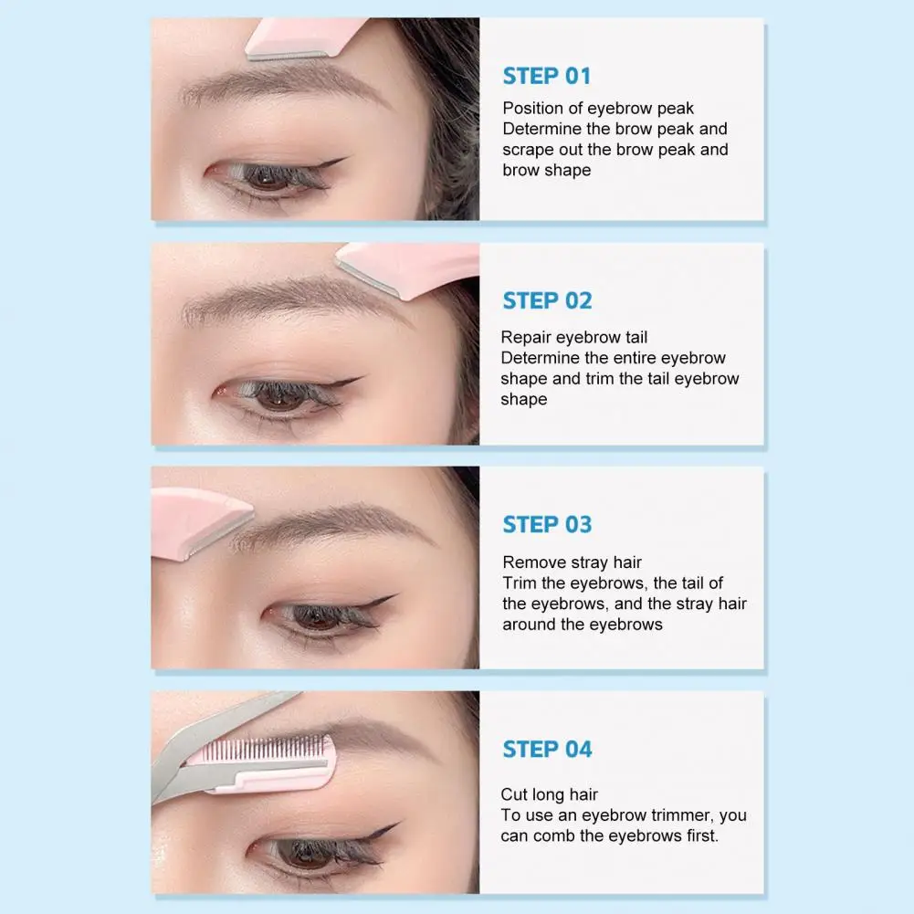 1 Set Eyebrow Remover Suit Portable Eyebrow Trimmer Kit Easy to Grip Correct Eyebrows Remover Suit with Scissors Comb