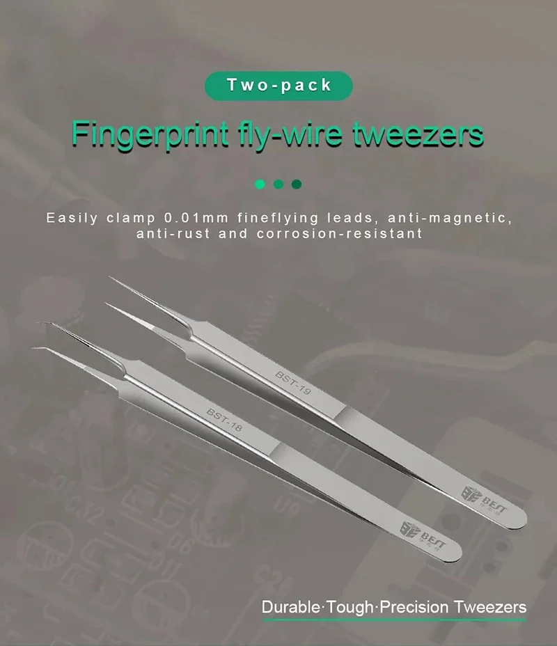 BST BST-18 BST-19 Ultra Precision Tweezers Fly Wire Clamping With Fine Tip Supper Sharp Needle BGA Motherboard Welding Forceps