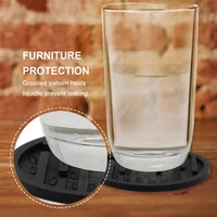 Pack of 4 Drink Coasters Kitchen Table Placemat Coffee Cup Mat Silicone Draining Bowl Holder Pad Tableware Home  Gray 3