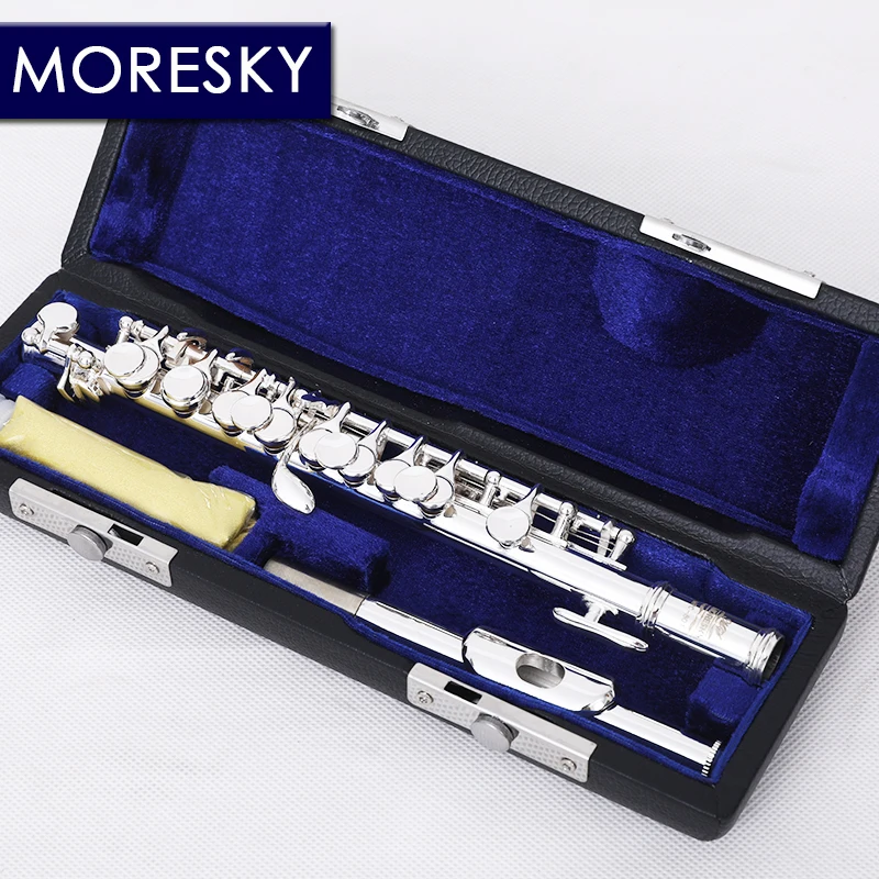 MORESKY C Tone Piccolo Flute C Key Half-size Cupronickel Silver Plated Multicolored