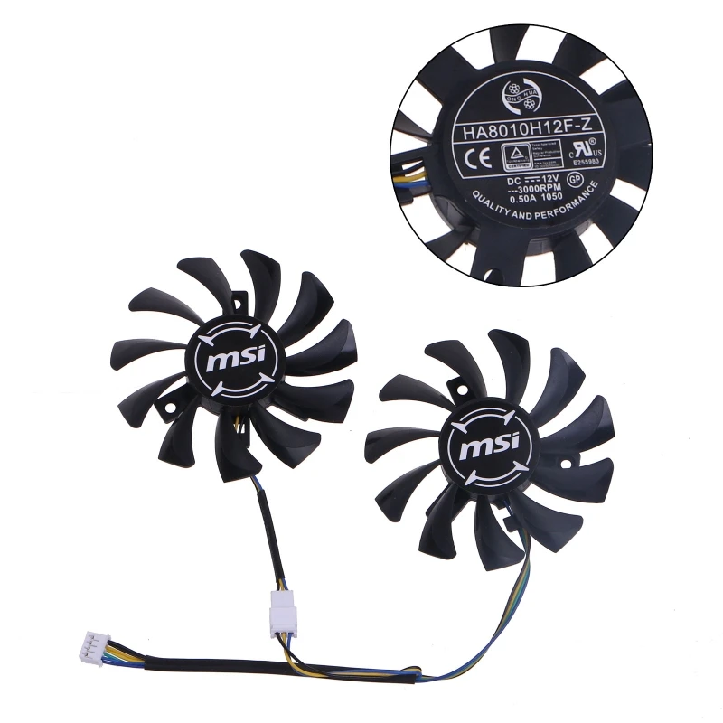 

896F GPU Fans 4PIN Replacement 75MM HA8010H12F-Z For MSI GTX660 GTX670 GTX680 R6790 Graphics Card Cooling Fans