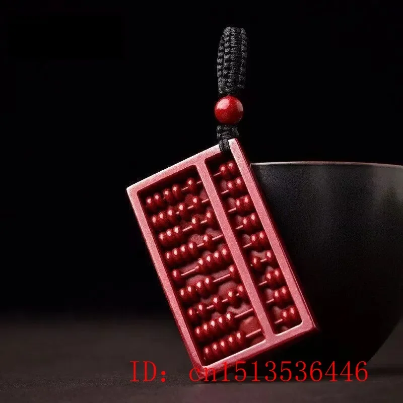 

Fashion Cinnabar Jade Abacus Pendant Necklace Key Chain Jewellery Chinese Healing Women Man Luck Amulet Gift Sweater Chain