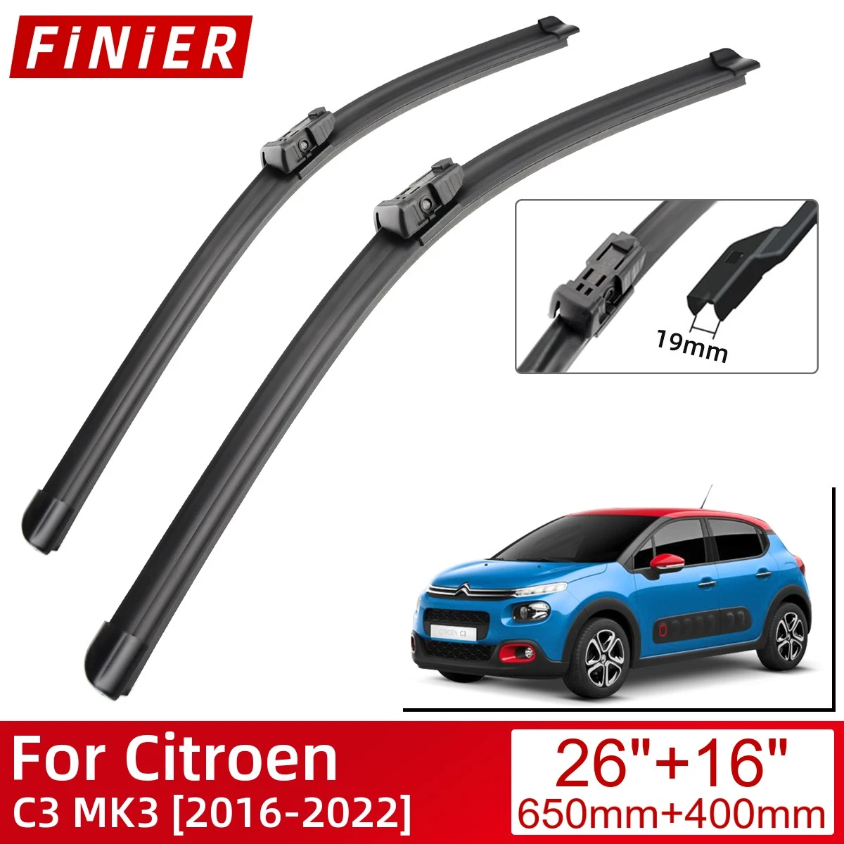 Accesorios de coche para Citroen C3 MK3 2016 2022, escobillas de limpiaparabrisas delantero, 2022, 2021, 2019| | AliExpress
