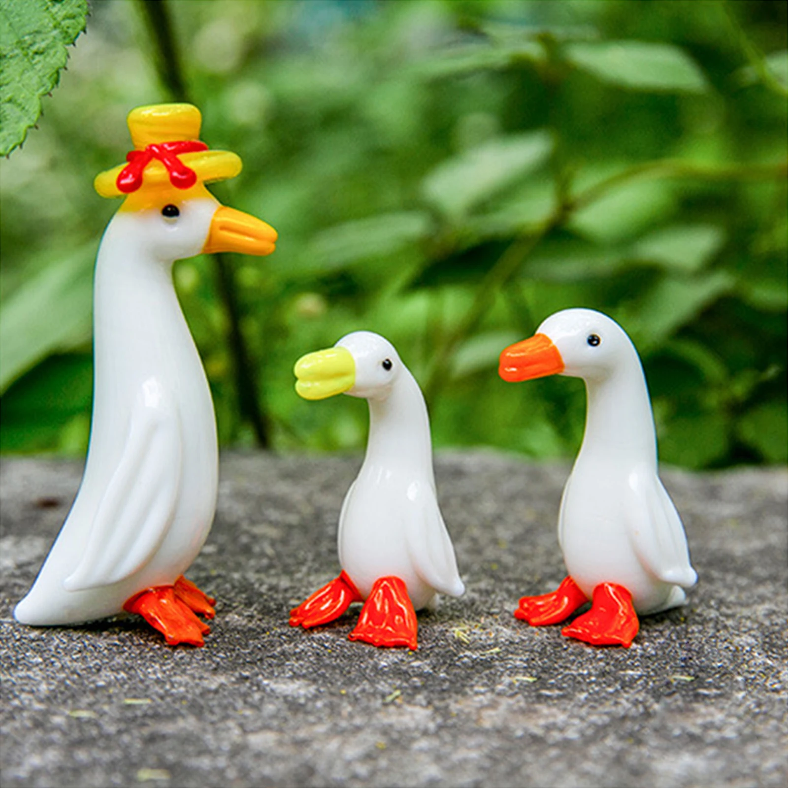 Realistica Figurina Di Anatra Anatroccolo Cartoon Goose Ornaments For Moss Micro Landscape Cute Animal Glass Crafts Home Garden Decor