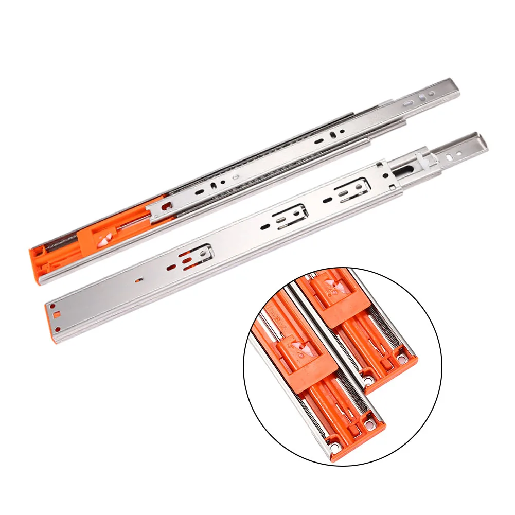 Description Picture 6 of item10" - 22" Stainless Steel Drawer Slides Soft Close Drawer Track Rail Sliding Three-Section Cabinet Slides Furniture Hardware