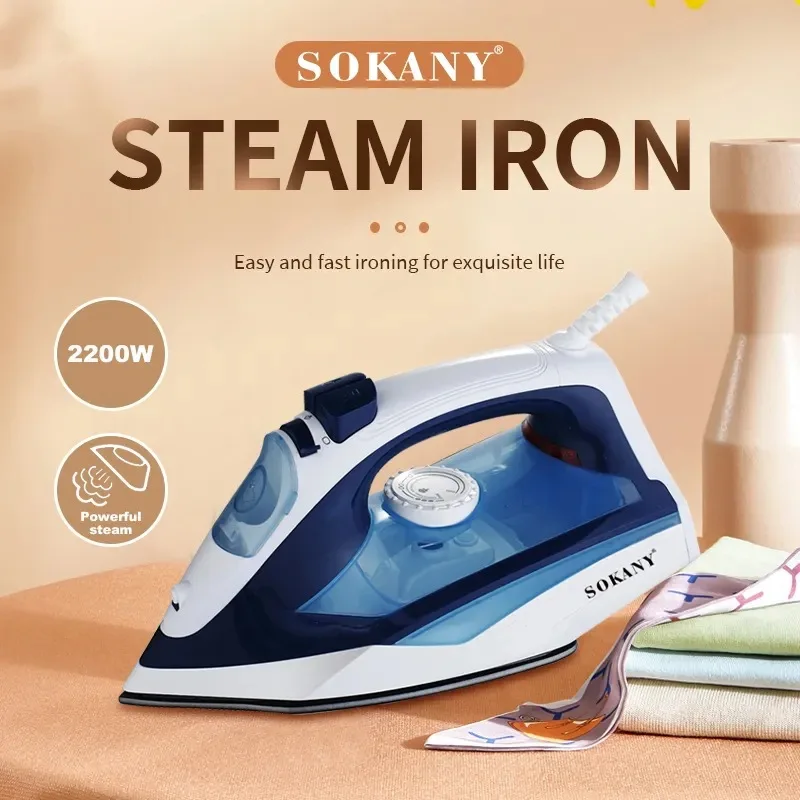 Steam Iron for Clothes with Rapid Heating Ceramic Coated Soleplate, 2200W Steam Iron, Self-Cleaning