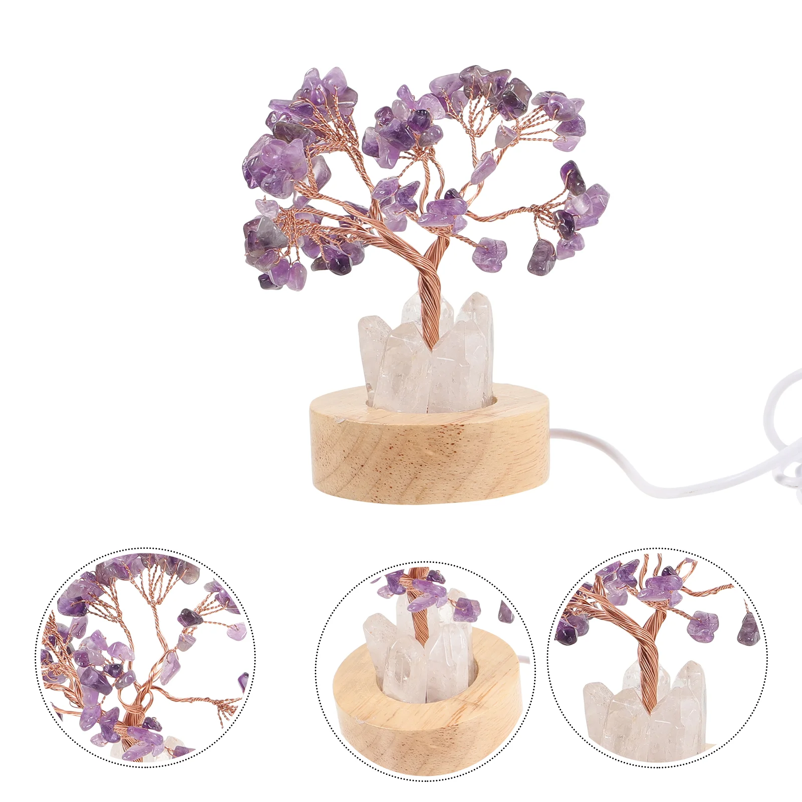 

Amethyst Night Light Decorative Lamp Bedroom Tree Bedside Small Crystal Money Lamps