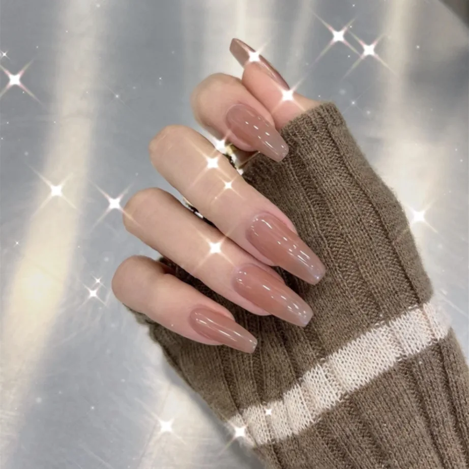 Ceboic 24 Pièces Amande Faux Ongles Court Français Rose