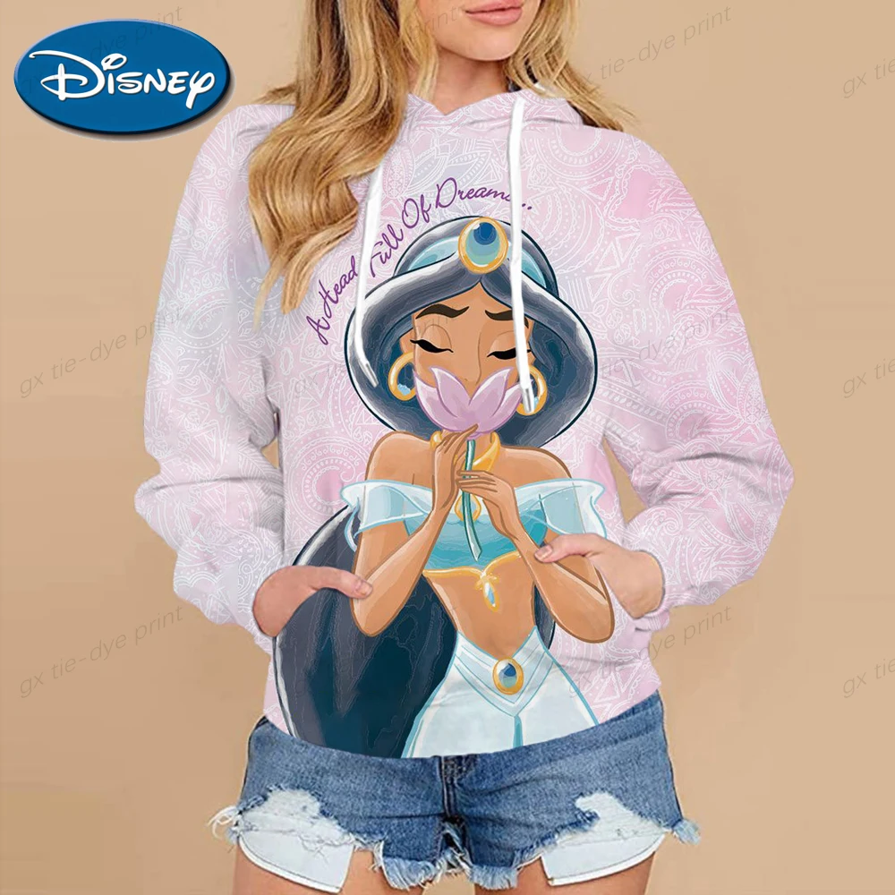 Women's Disney Princess Jasmine Hoodie Pullover Sweatshirt Women Long