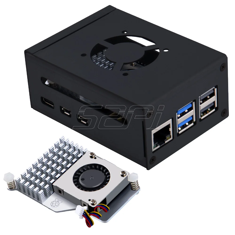 Raspberry pi Caixa de Metal com Escritório Cooler Ativo Suporte de Ventilador Pcle M.2 Escudo Nvme Top X1001 X1000 N04 N05 52pi - Imagem 5