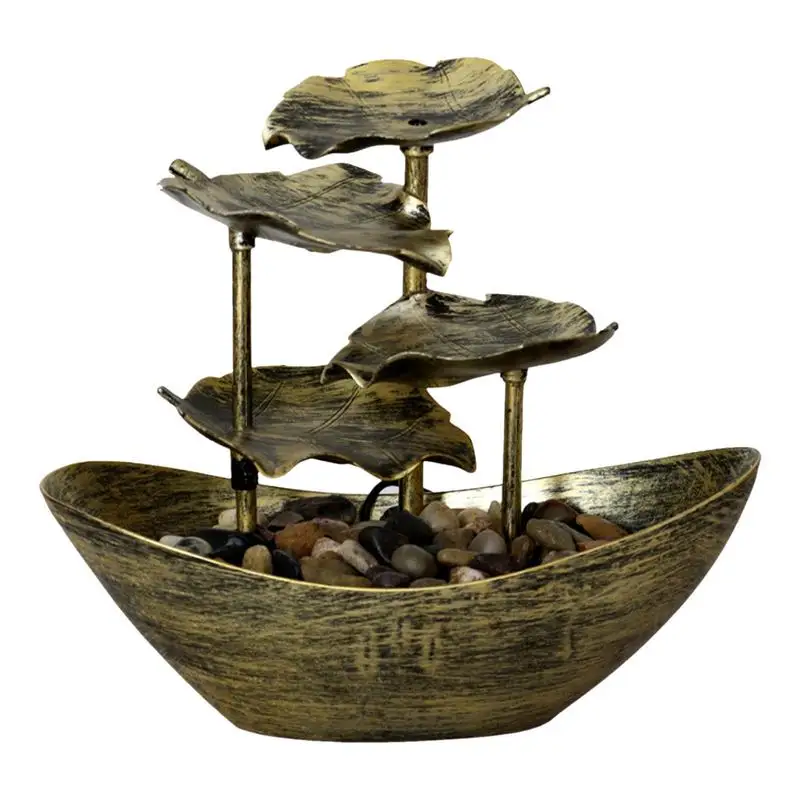 

Tabletop Water Fountain 4-Tiers Lotus Leaf Small Waterfall Fountain USB Desk Fountain Automatic Pump With Power Switch Tabletop