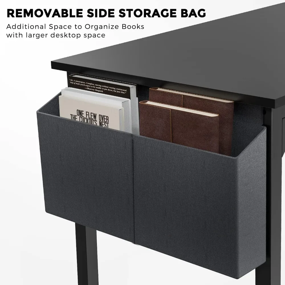 Computer Office Desk, 63 Inch Writing Work Study PC Wood Modern Desk with Storage Bag & Headphone Hook Simple Bedroom 5
