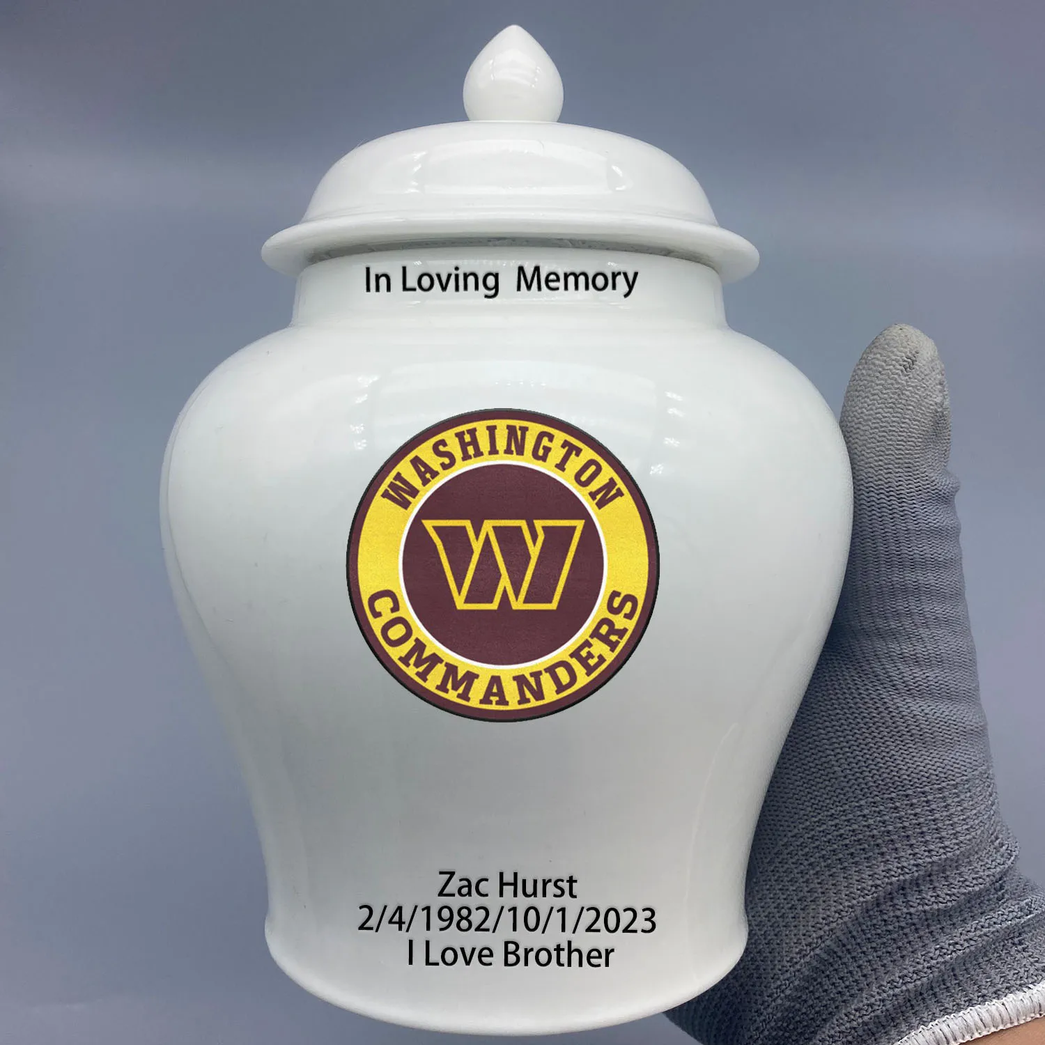 

Medium Urn for Washington Commanders-themed Logo Custom Urn.Send me name/date you want to appear on the urn by Remarks Message